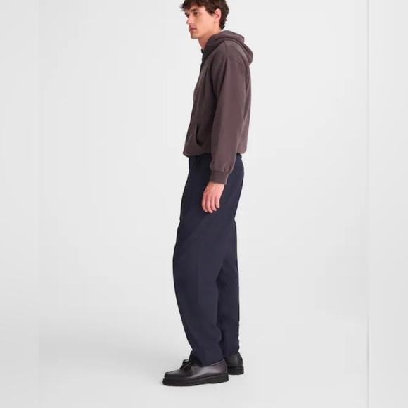 Madewell Men's Cotton-Wool Blend Pleated Trousers Pants Navy 35x32 NWT - Picture 2 of 8